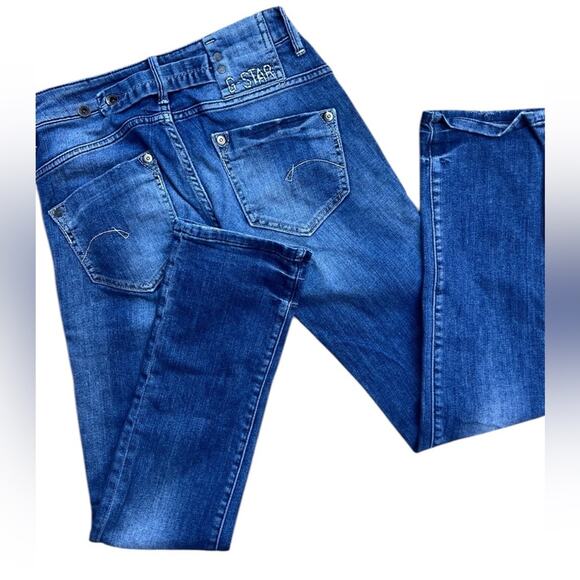 Y2K G Star Edgy Low Rise Slim Leg Edgy Retro Punk Skinny Jeans 25X32 - Picture 1 of 7